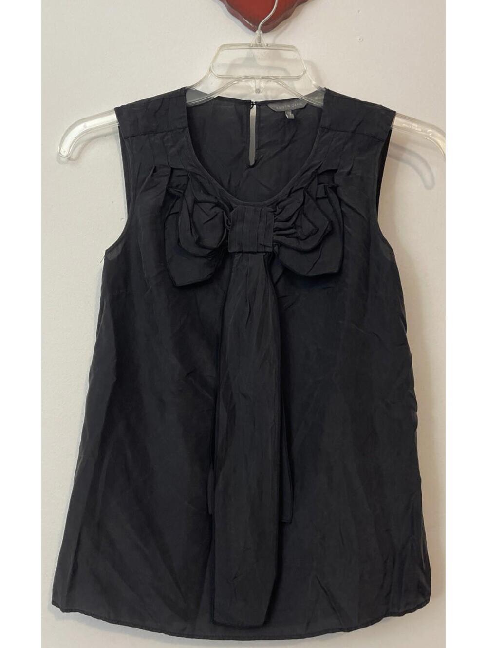 Kristin Davis Womens XS Lined Black Sleeveless Light 100% Silk Blouse! A2269